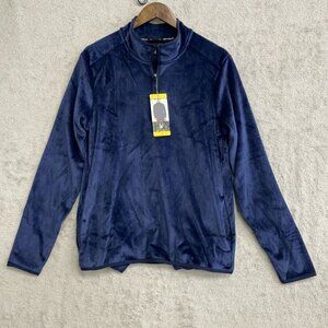 NEW Spyder Corduroy Men's Navy Blue 1/4 Zip Pullover Fleece S Polyester/Spandex